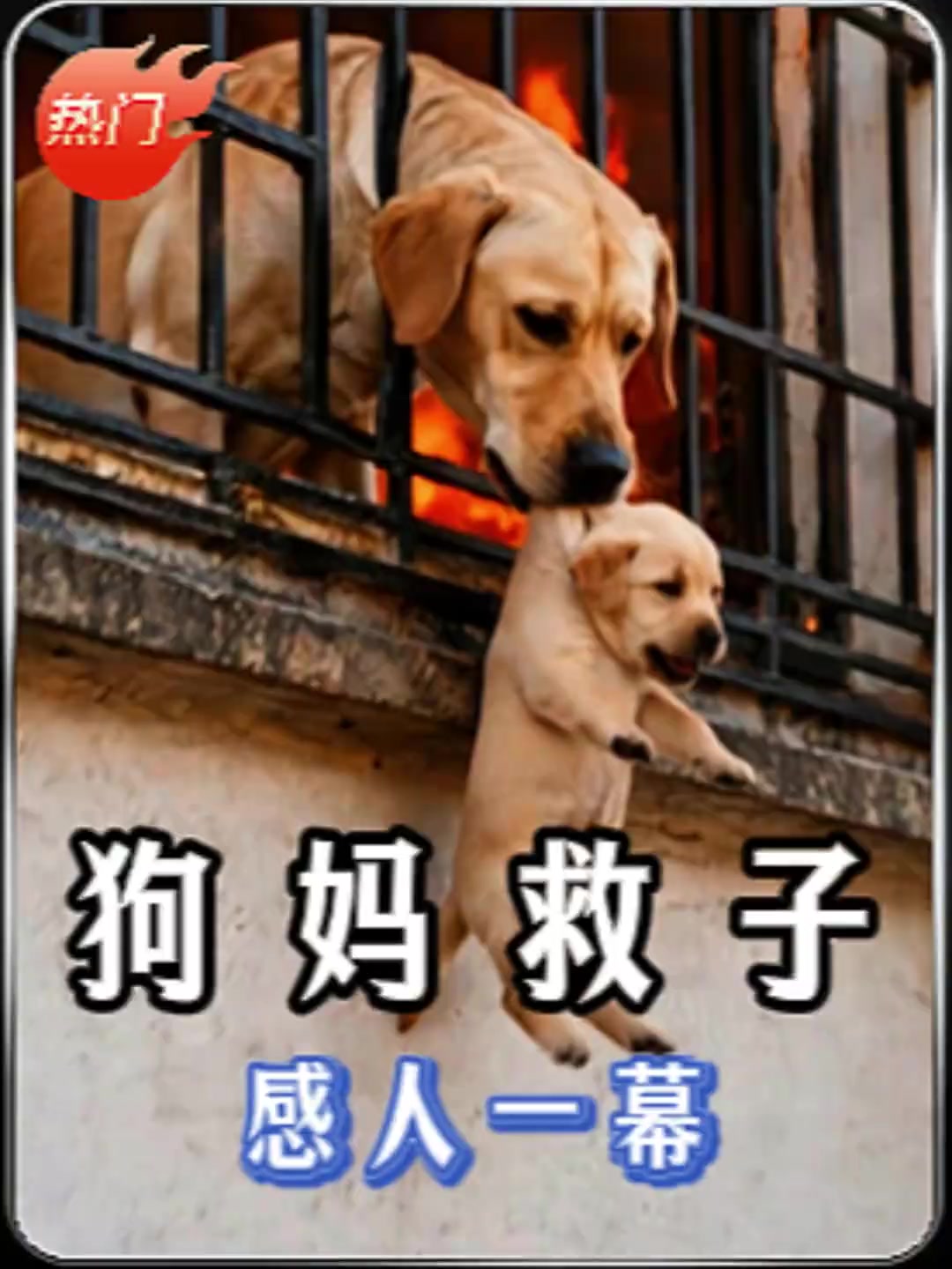 #狗媽媽大火中捨命救下三 個孩子,好在被救援人員成功 縮圖
